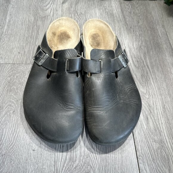 Birkenstock Boston Clogs Mules Black Leather Regular Width Men’s Size 45 main image 8